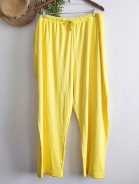 LBW Knits Yellow Lounge Pants 5XP Drawstring Soft Stretch Casual Plus NWOT